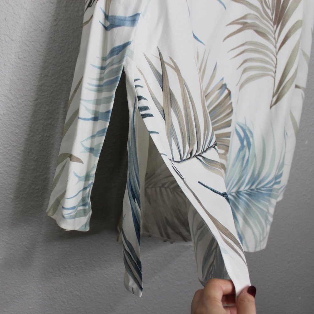 Lafayette 148 Cream Leaf Print Split Sides Long Sleeve Tunic sz S - Picture 4 of 6